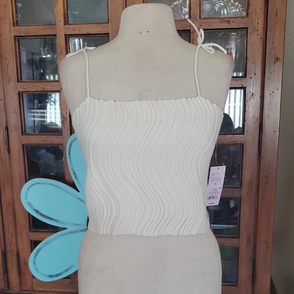 Wild Fable Cream Smocked Crop Top